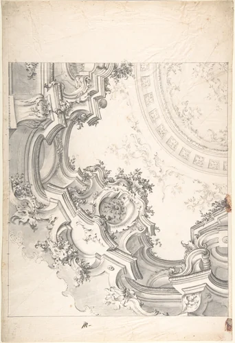Design for 1/4 of a Ceiling by anonymous, drawing, 1700-1780