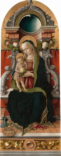 Madonna and Child Enthroned with Donor by Carlo Crivelli, painting, 1470