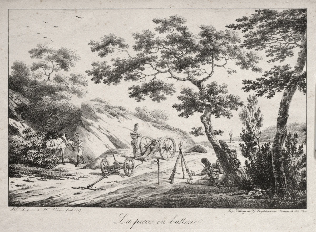 The Canon Ready to Fire by Hippolyte Lecomte, print, 1817
