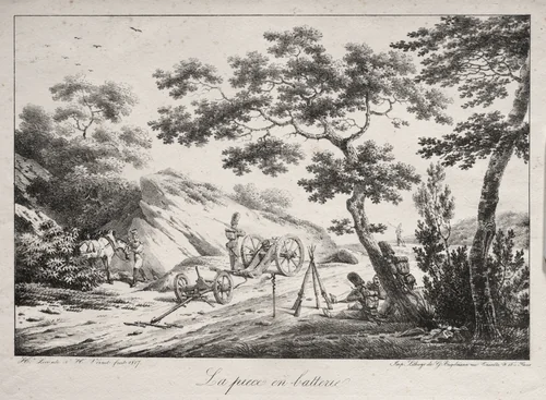 The Canon Ready to Fire by Hippolyte Lecomte, print, 1817