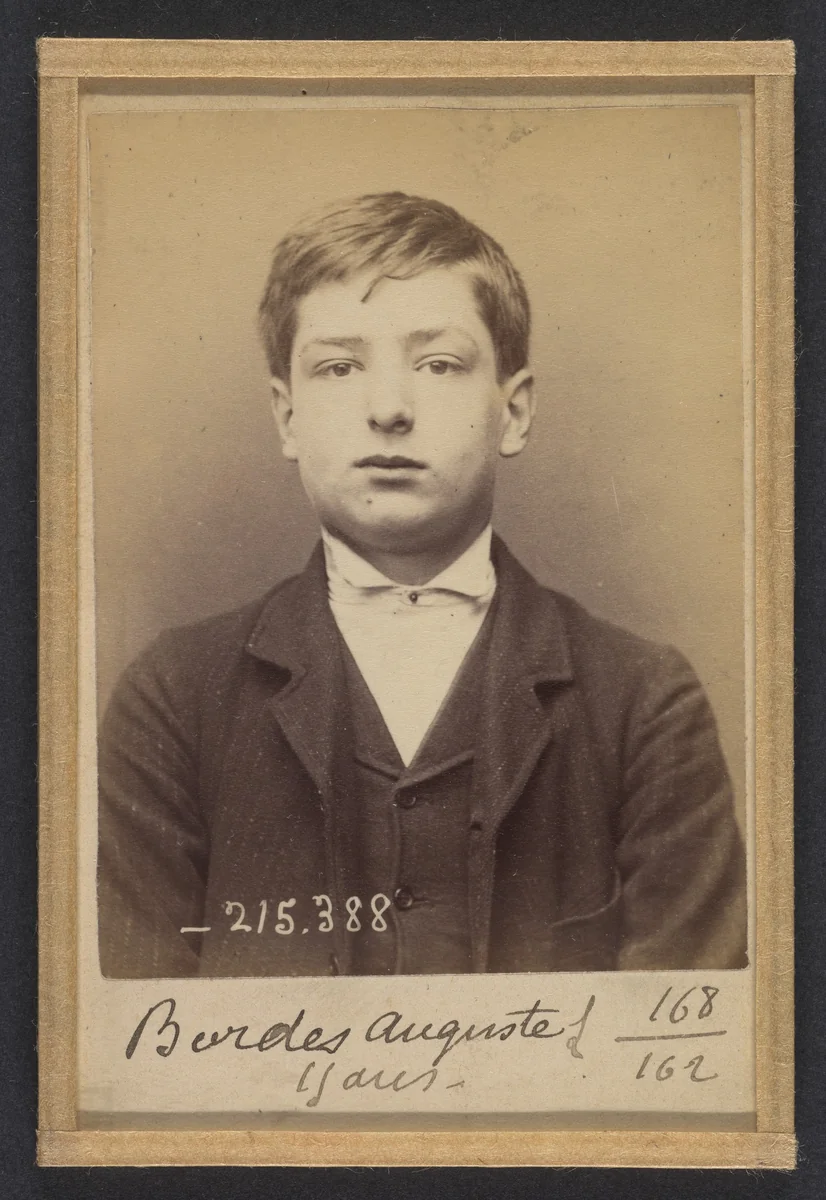 Bordes. Auguste. 15 ans, né à Paris XVIIIe. Garçon Marchand de vins. Anarchiste. 9/3/94. by Alphonse Bertillon, photograph, 1894