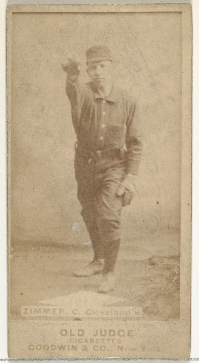 Charles Louis "Chief" Zimmer, Catcher, Cleveland, from the Old Judge series (N172) for Old Judge Cigarettes by Goodwin & Company, photograph, 1887-1890