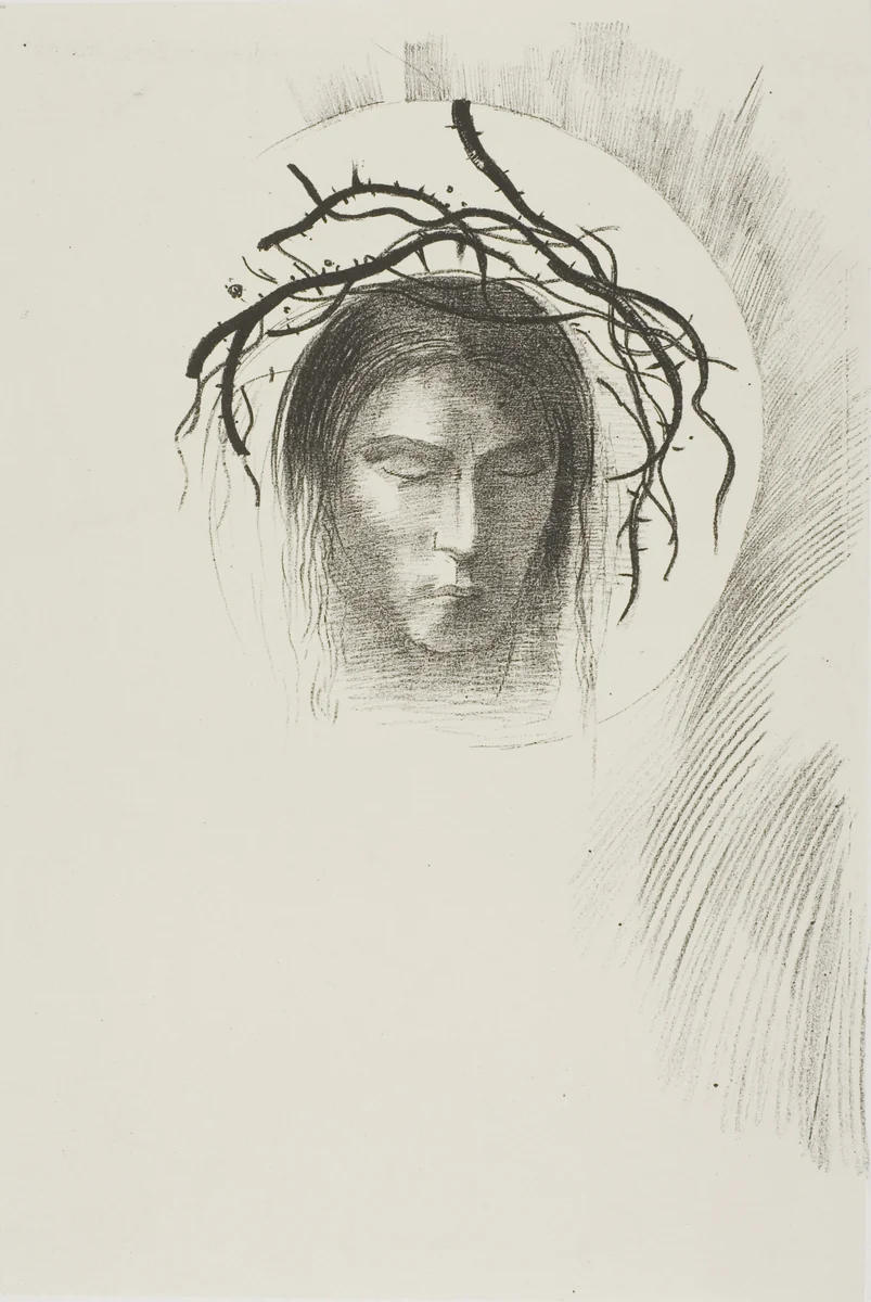 Day Appears at Last,...and in the Very Disk of the Sun Shines the Face of Jesus Christ, plate 24 of 24 by Odilon Redon, print, 1896
