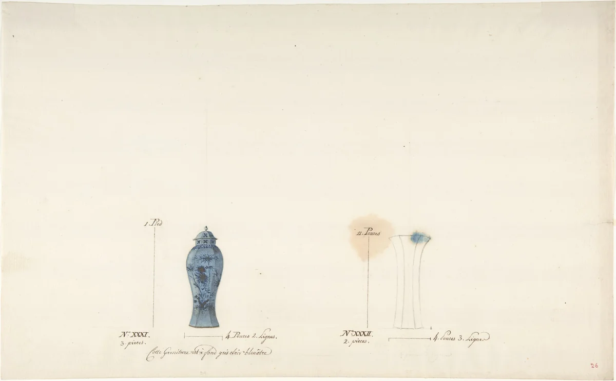 Design for Two Vases by anonymous, drawing, 1765-1790