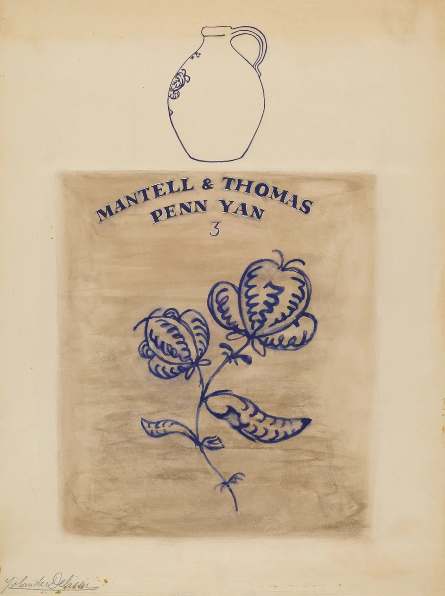 Jug by Yolande Delasser, index of american design, 1936