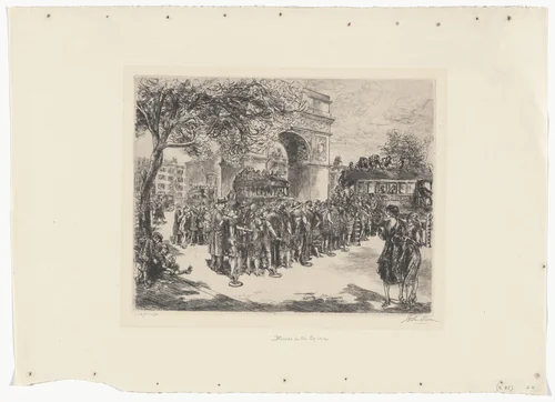 Busses in the Square by John Sloan, print, 1925