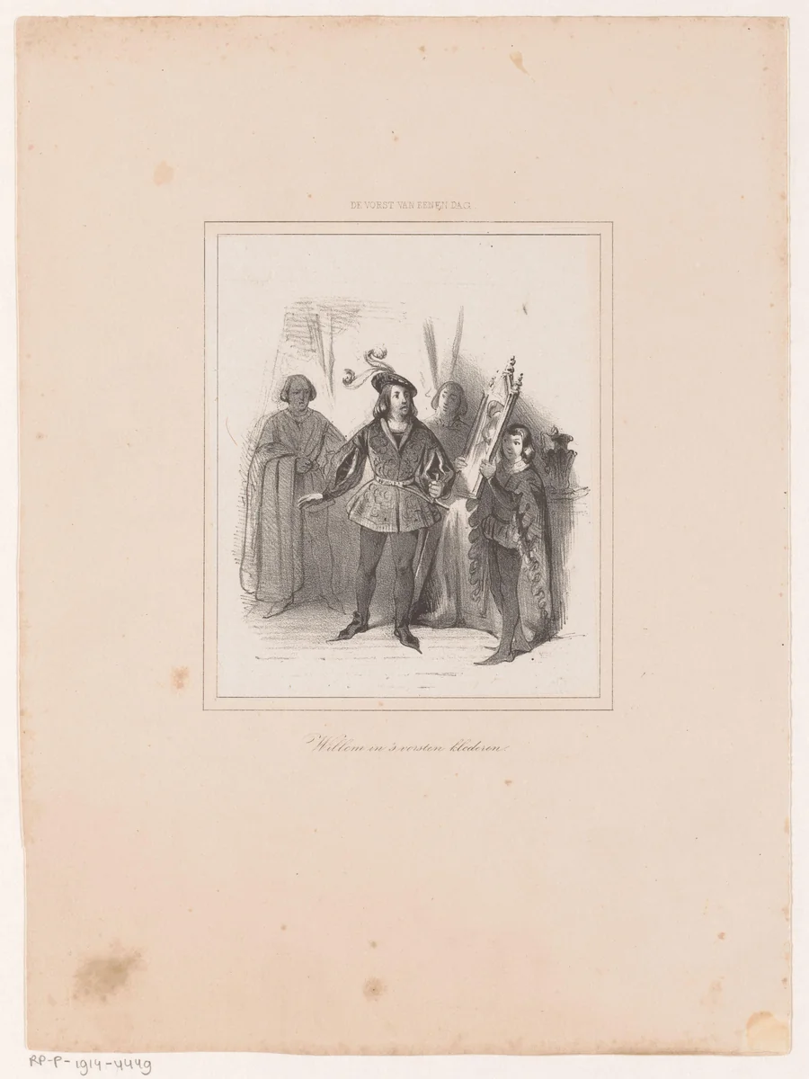 Willem van Nieuwen in de kleren van Filips de Goede by Herman ten Kate, print, 1842