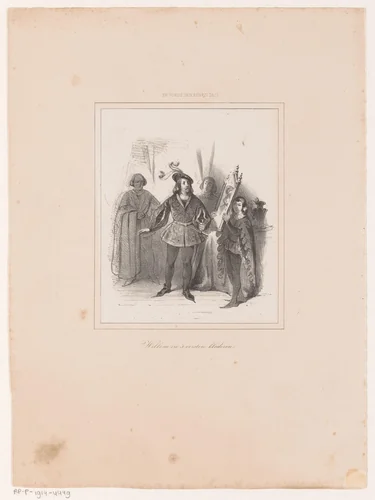Willem van Nieuwen in de kleren van Filips de Goede by Herman ten Kate, print, 1842