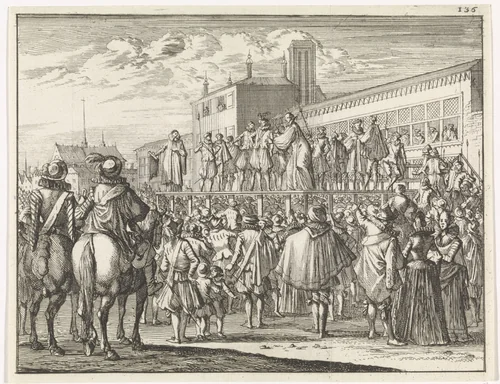 Openbare redevoering van meester Godefroy Bousart te Atrecht by Caspar Luyken, print, 1700