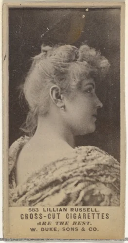 Card Number 583, Lillian Russell, from the Actors and Actresses series (N145-3) issued by Duke Sons & Co. to promote Cross Cut Cigarettes by W. Duke, Sons & Co., photograph, 1880-1889