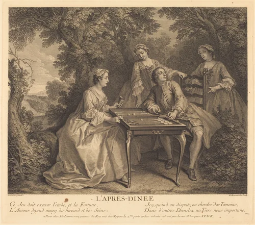 L'apres-diner by Nicolas de Larmessin IV, Nicolas Lancret, print, 1741