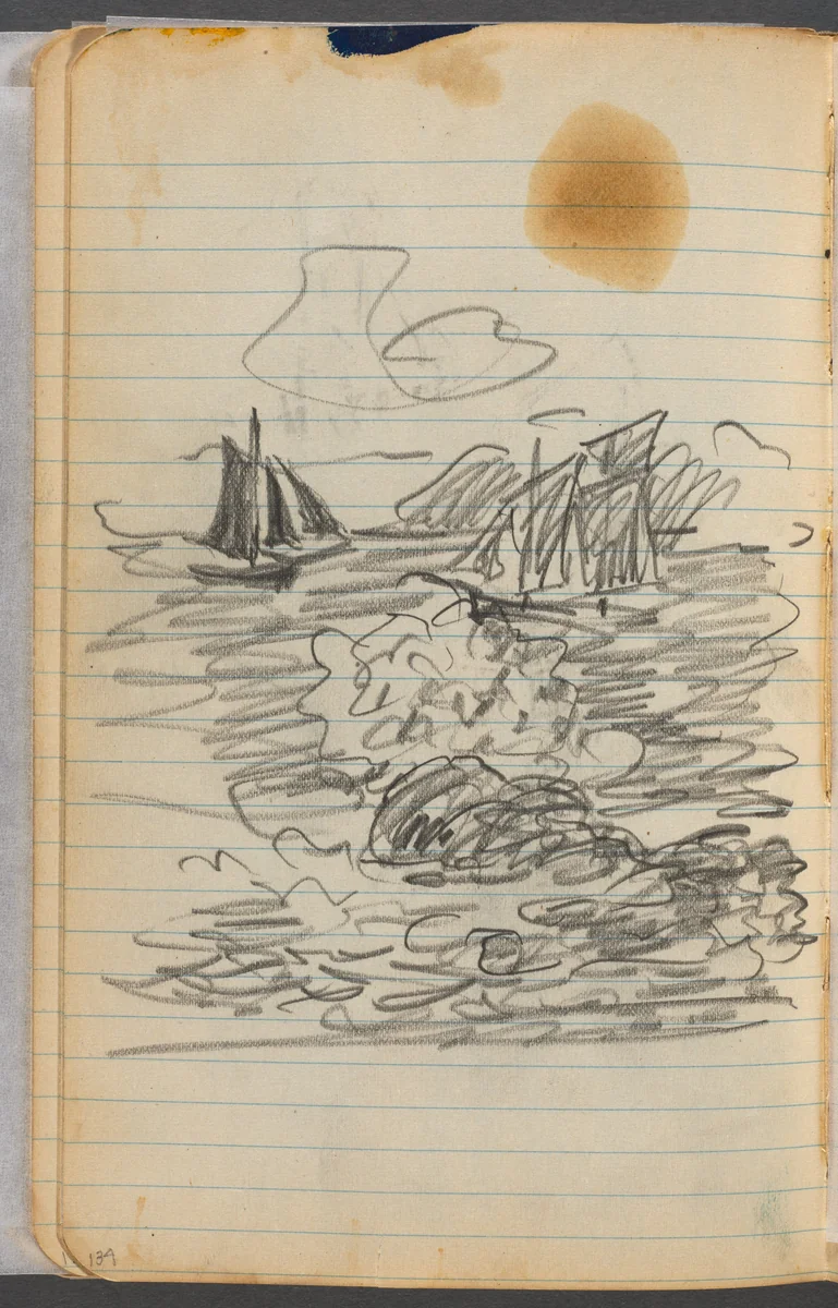Sketchbook, page 134: Marine View by Maurice Prendergast, book, 1905-1910