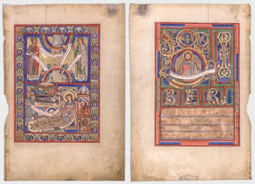 Single Leaf Excised from a Gospel Book: The Nativity (recto) and St. Matthew (verso) by Unknown, manuscript, 1185-1195