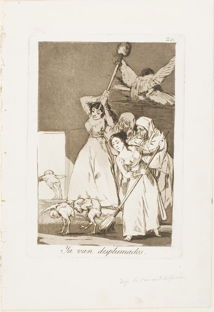 There They Go Plucked (i.e. fleeced), plate 20 from Los Caprichos by Francisco José de Goya, print, 1797-1799