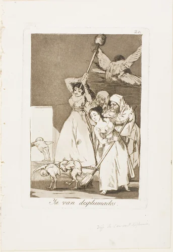 There They Go Plucked (i.e. fleeced), plate 20 from Los Caprichos by Francisco José de Goya, print, 1797-1799
