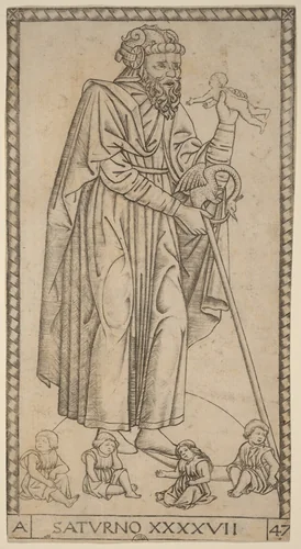 Saturno (Saturn) by Master of the S-Series Tarocchi, print, 1470
