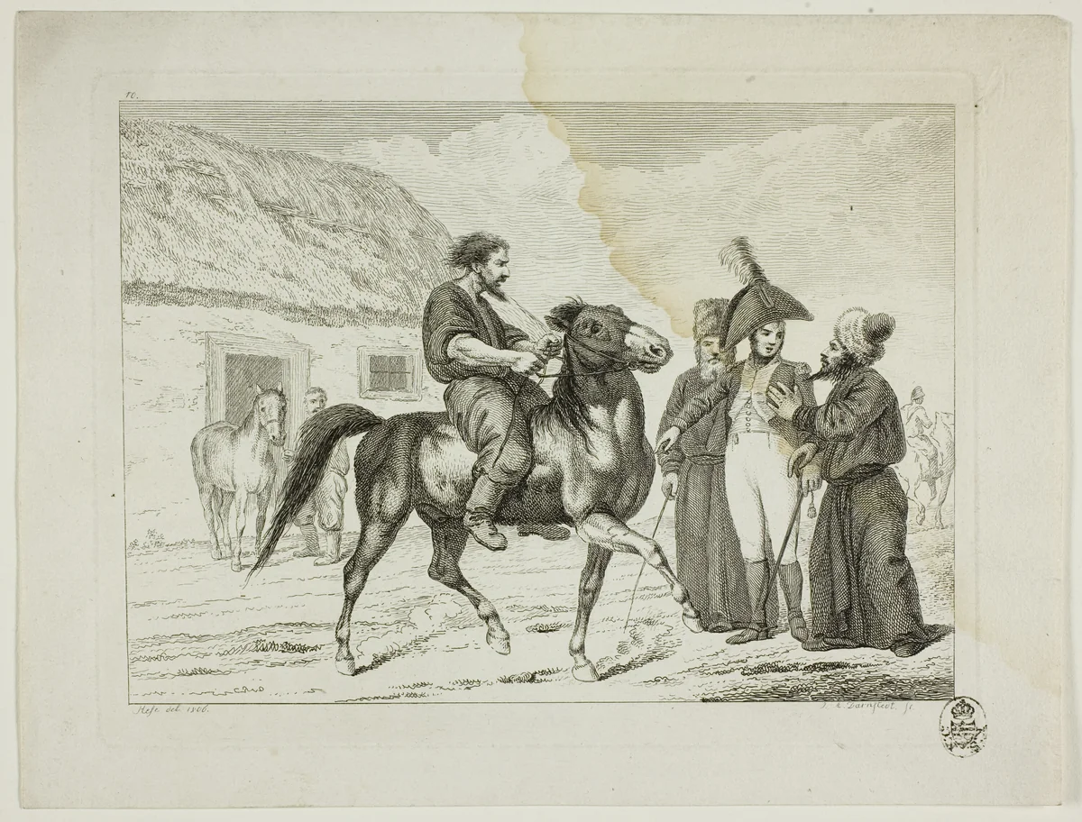 Riding School and Horses by Johann Adolph Darnstedt, print, 1806