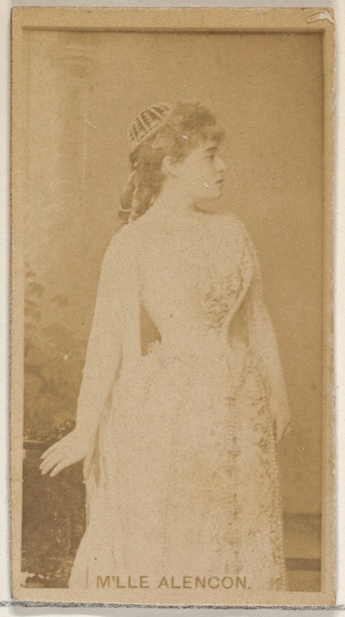 M'lle Alencon, from the Actors and Actresses series (N45, Type 8) for Virginia Brights Cigarettes by Allen & Ginter, photograph, 1885-1891