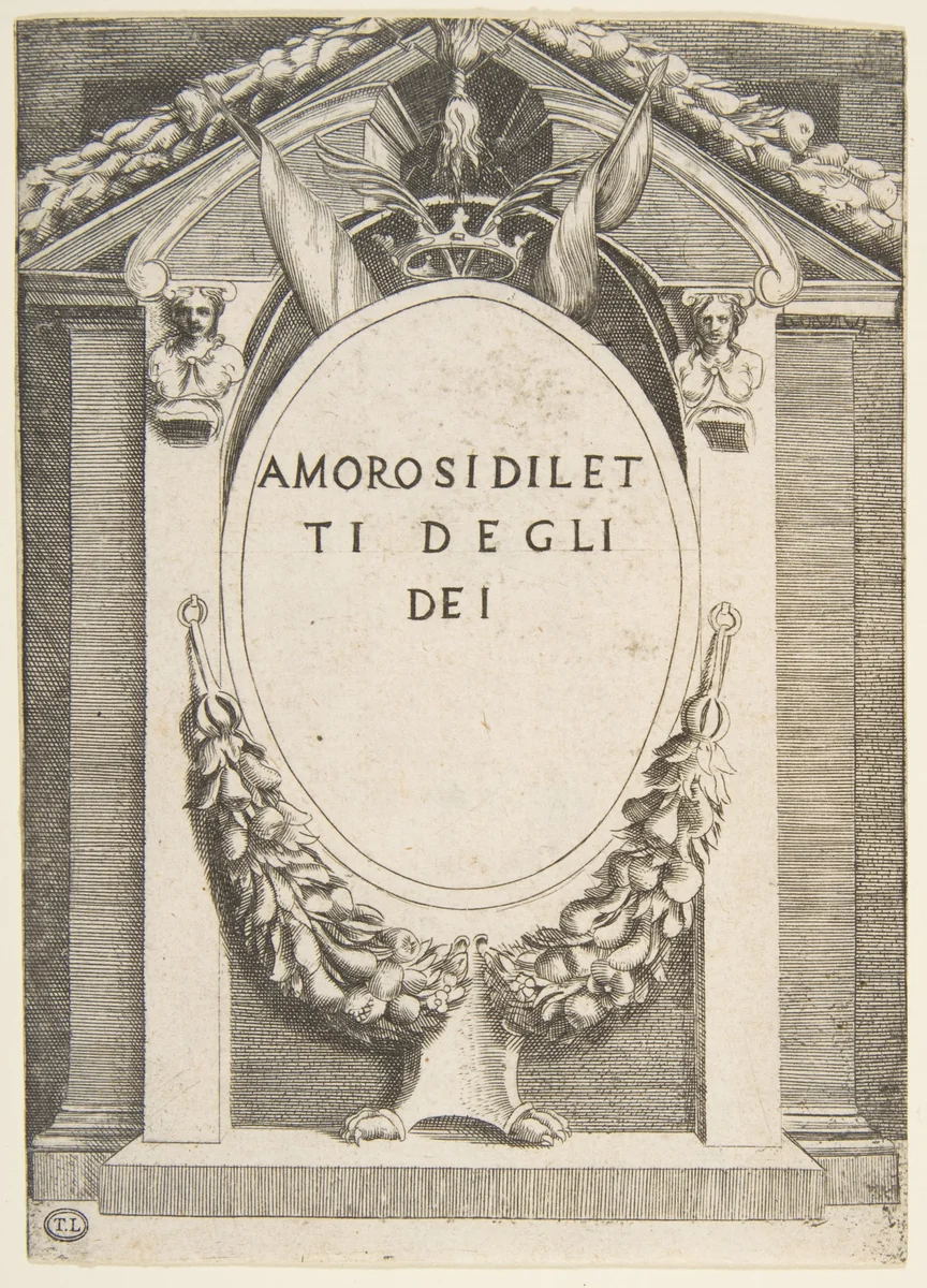 Title page from "The Loves of the Gods" by Giulio Bonasone, print, 1531-1560