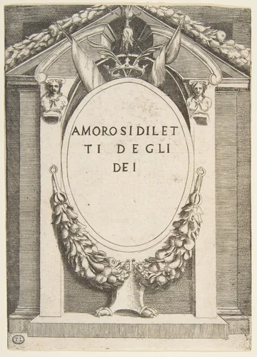 Title page from "The Loves of the Gods" by Giulio Bonasone, print, 1531-1560