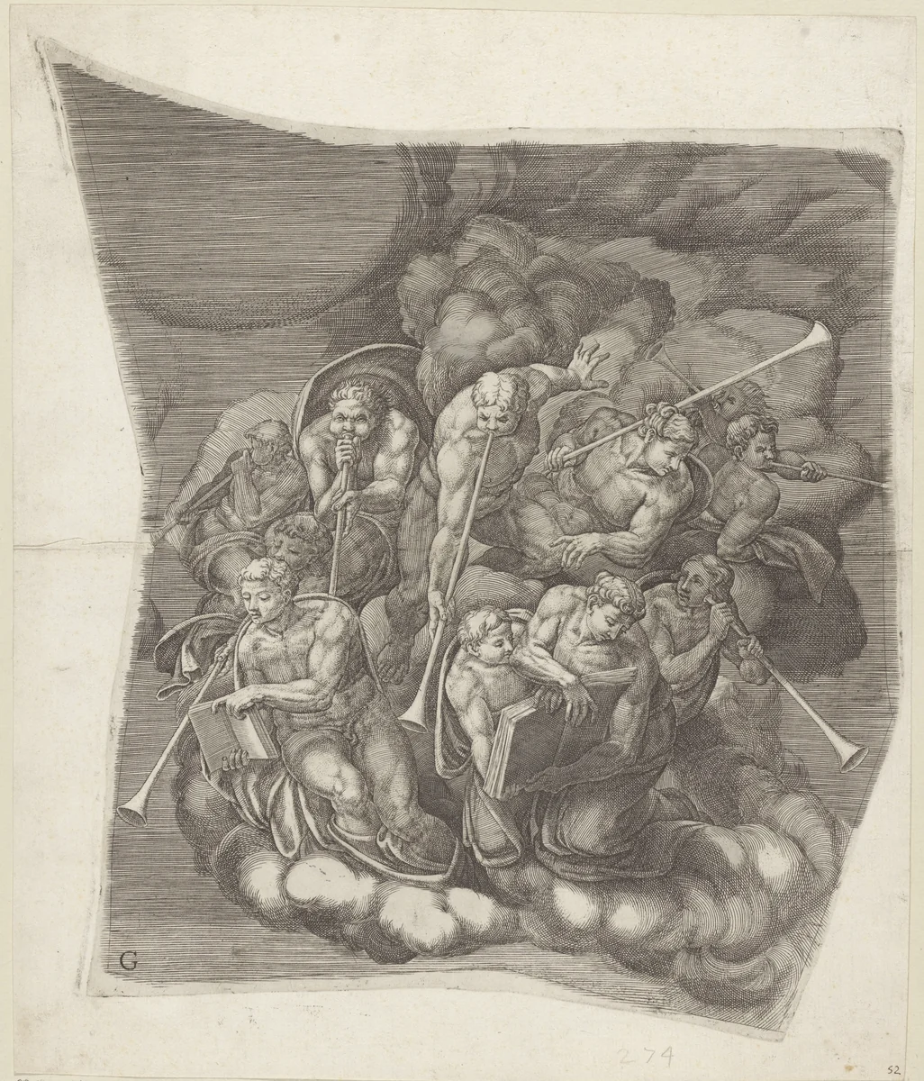 Het laatste oordeel, blad G by Giorgio Ghisi, print, 1530-1582