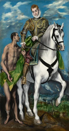 Saint Martin and the Beggar by El Greco, painting, 1597-1599