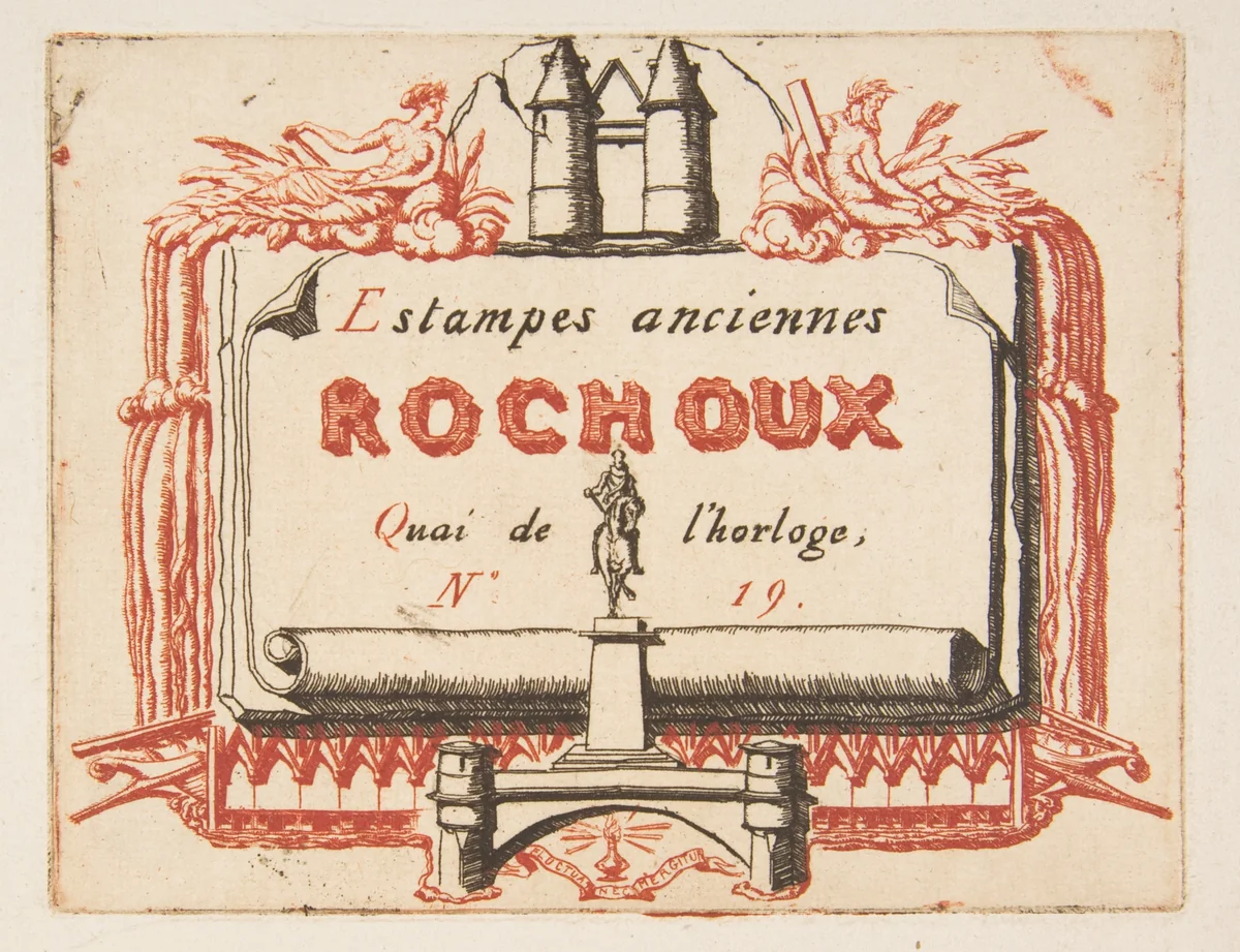 Address-card of the printseller, Rochoux by Charles Meryon, print, 1855