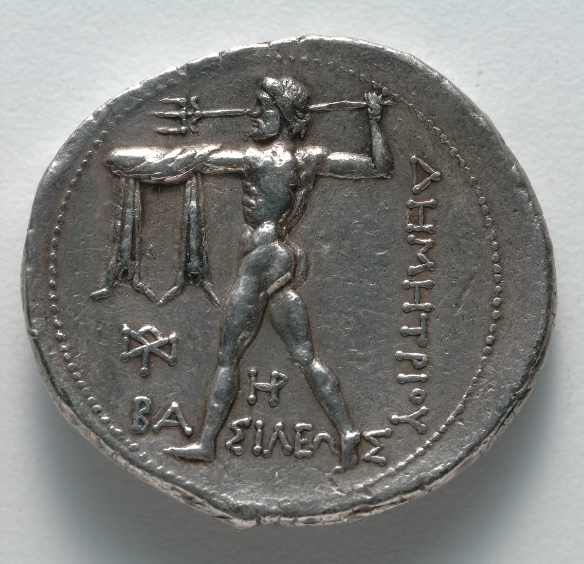 Tetradrachm: Poseidon, Striding with Trident (reverse) by Unknown, metalwork, -305--290