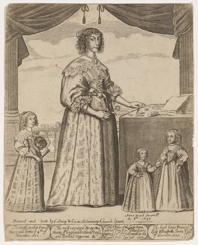 Henrietta Maria and Three Princesses by Unknown 19th Century, print, 1800-1899