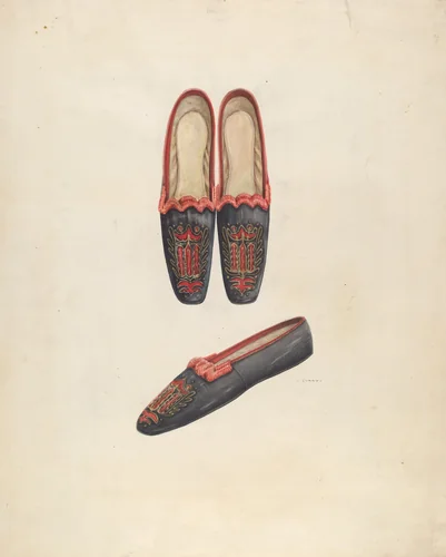 Woman's Slippers by Al Curry, index of american design, 1937