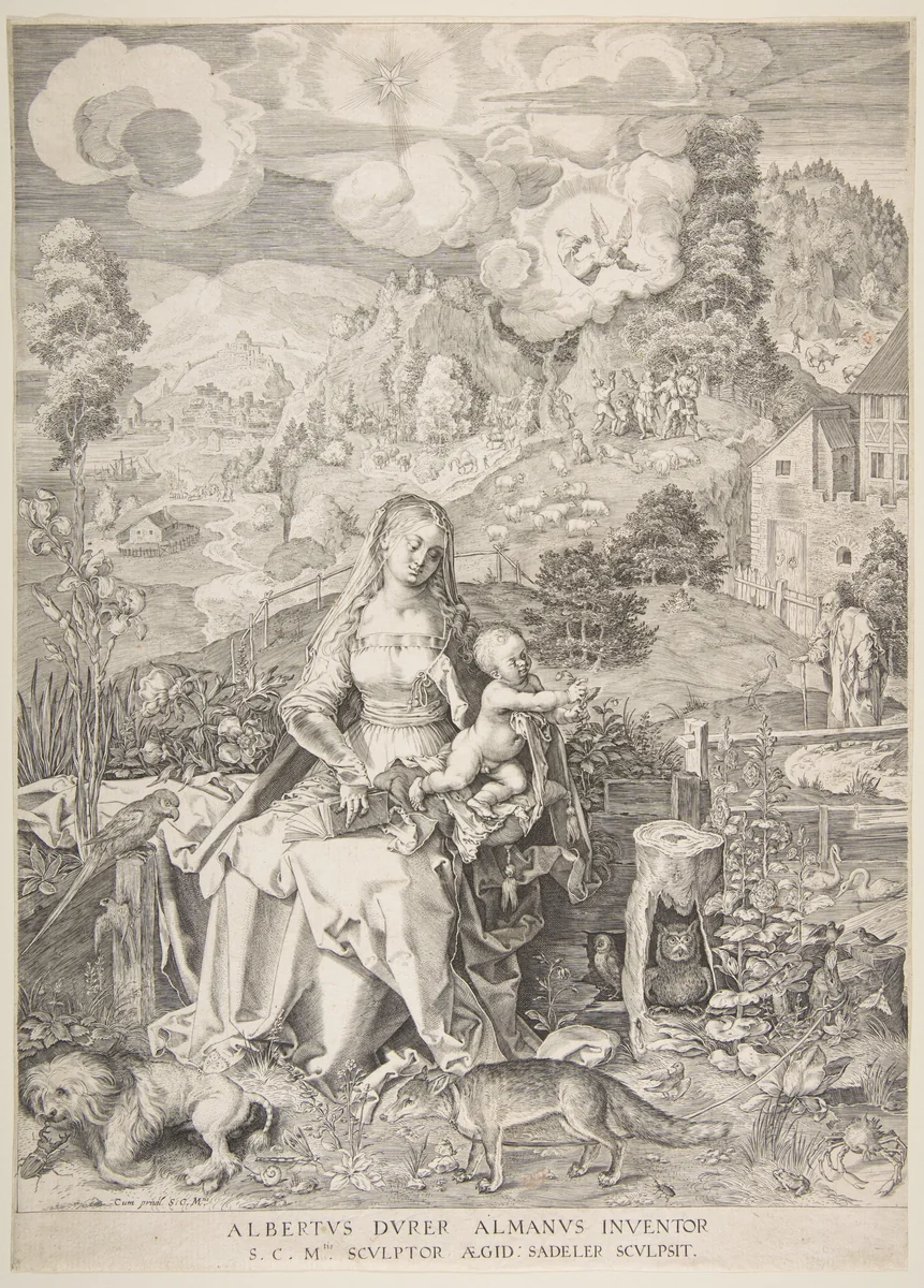 Virgin and Child in a Landscape by Aegidius Sadeler II, print, 1592-1602