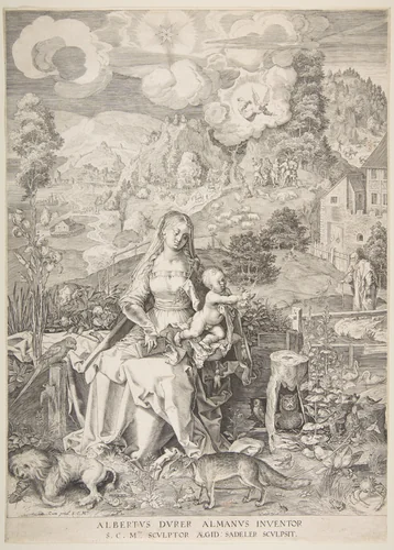 Virgin and Child in a Landscape by Aegidius Sadeler II, print, 1592-1602