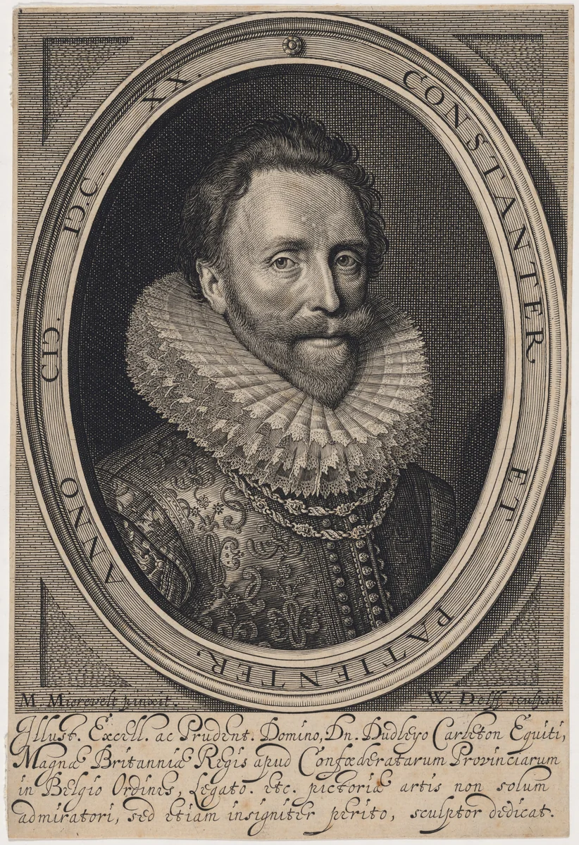 Sir Dudley Carleton, Viscount Dorchester by Willem Jacobsz Delff; Michiel van Miereveld, print, 1580-1638