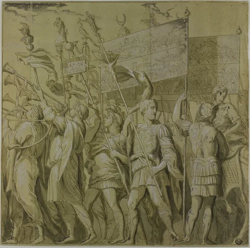 Triumphs of Julius Caesar: Canvas No. I by Andrea Mantegna, drawing, 1700-1799