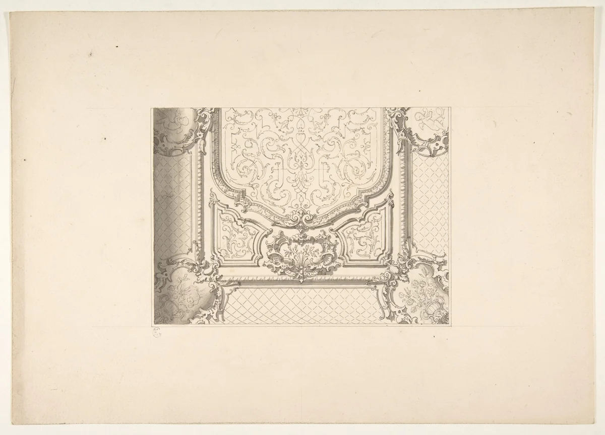 Design for a ceiling by Jules-Edmond-Charles Lachaise, drawing, 1850-1900