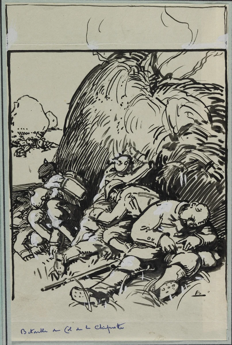 Bataille du Col de la Chiprotte by Auguste Louis Lepère, drawing, 1914