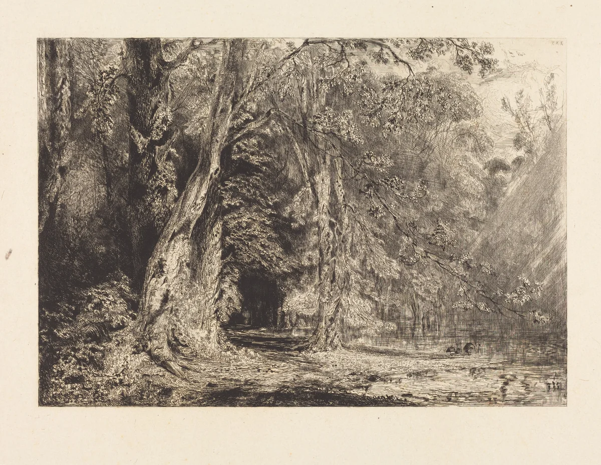 Flooding in the Forest of the Ile Séguin by Paul Huet, print, 1833