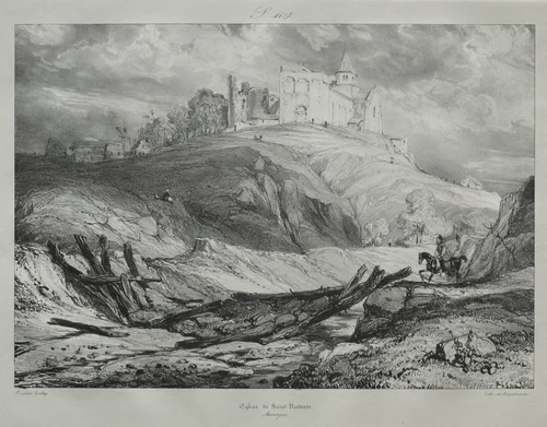 Église de St. Nectaire by Eugène Isabey, print, 1830-1886