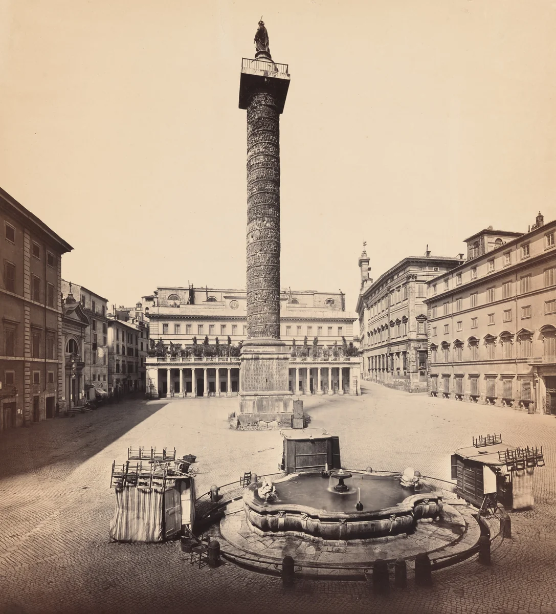Piazza Colonna, Column of Marcus Aurelius and Chigi Palace by James Anderson, photograph, 1855-1865