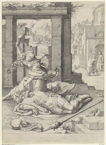 Jaël en Sisera by Jan Saenredam, print, 1589-1607