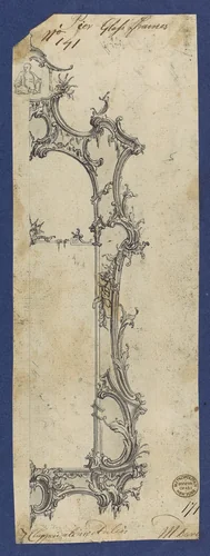 Pier Glass Frames, in Chippendale Drawings, Vol. I by Thomas Chippendale, drawing, 1754