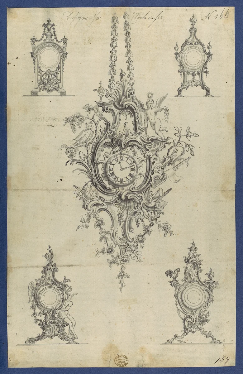 Clock Cases, in Chippendale Drawings, Vol. I by Thomas Chippendale, drawing, 1761