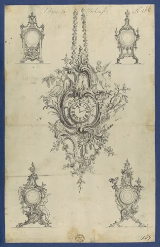 Clock Cases, in Chippendale Drawings, Vol. I by Thomas Chippendale, drawing, 1761