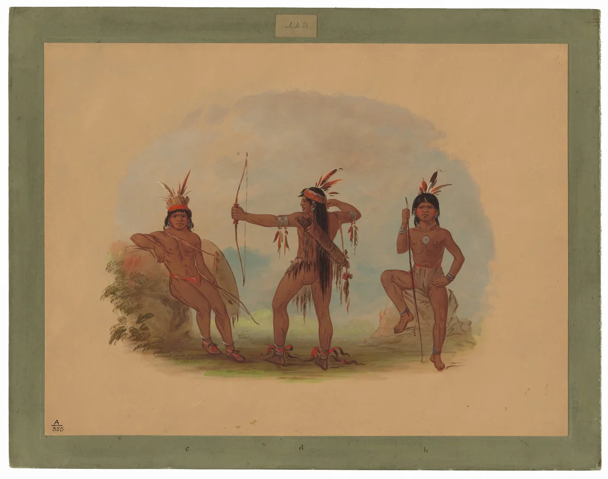 Three Woyaway Indians by George Catlin, painting, 1854-1869