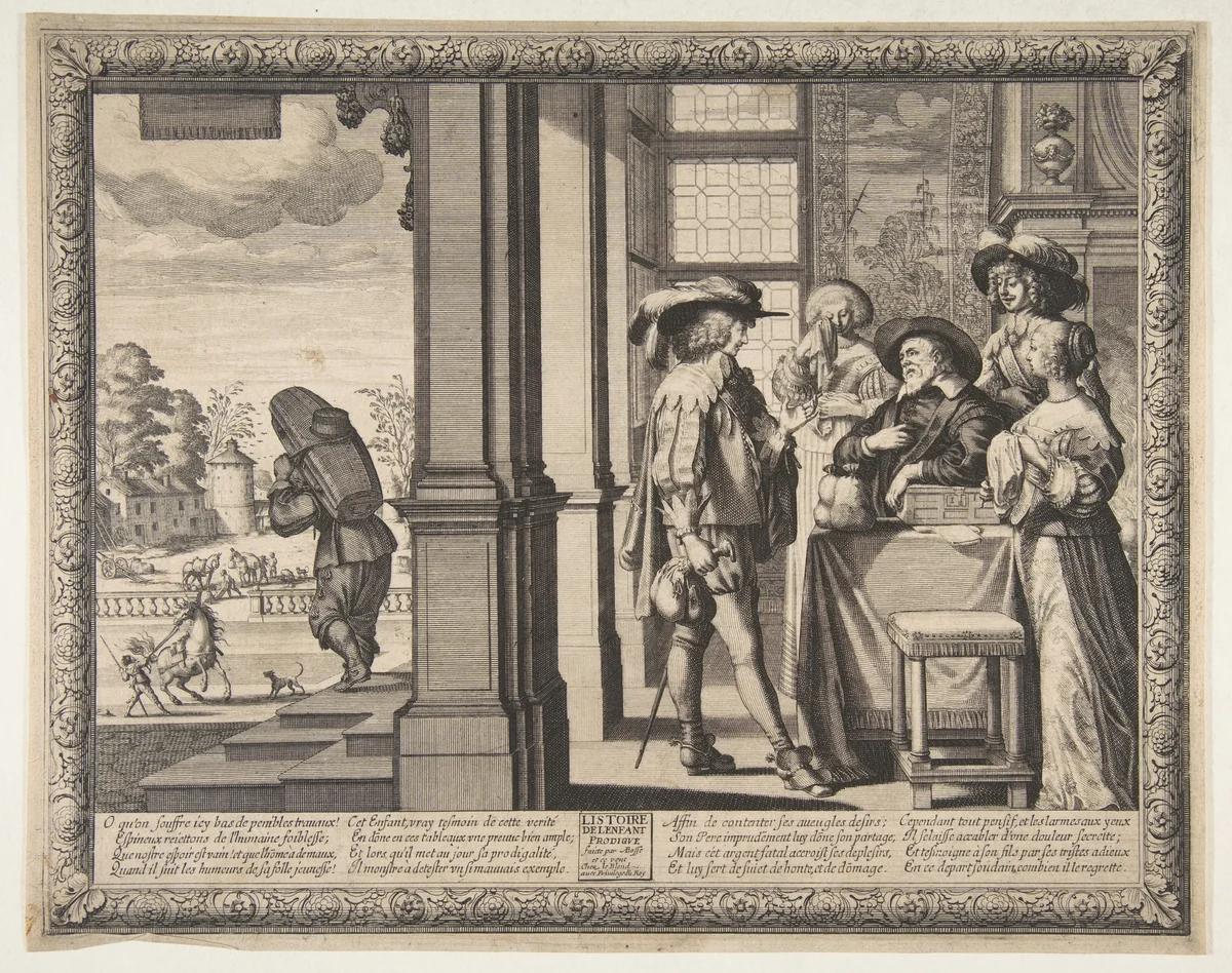 The Prodigal Son Leaves Home by Abraham Bosse, print, 1631-1641