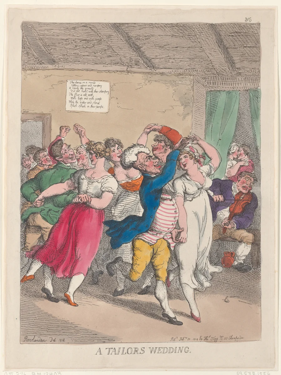 A Tailors Wedding by Thomas Rowlandson, print, 1814