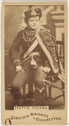 Mattie Rogers, from the Actors and Actresses series (N45, Type 1) for Virginia Brights Cigarettes by Allen & Ginter, photograph, 1885-1891