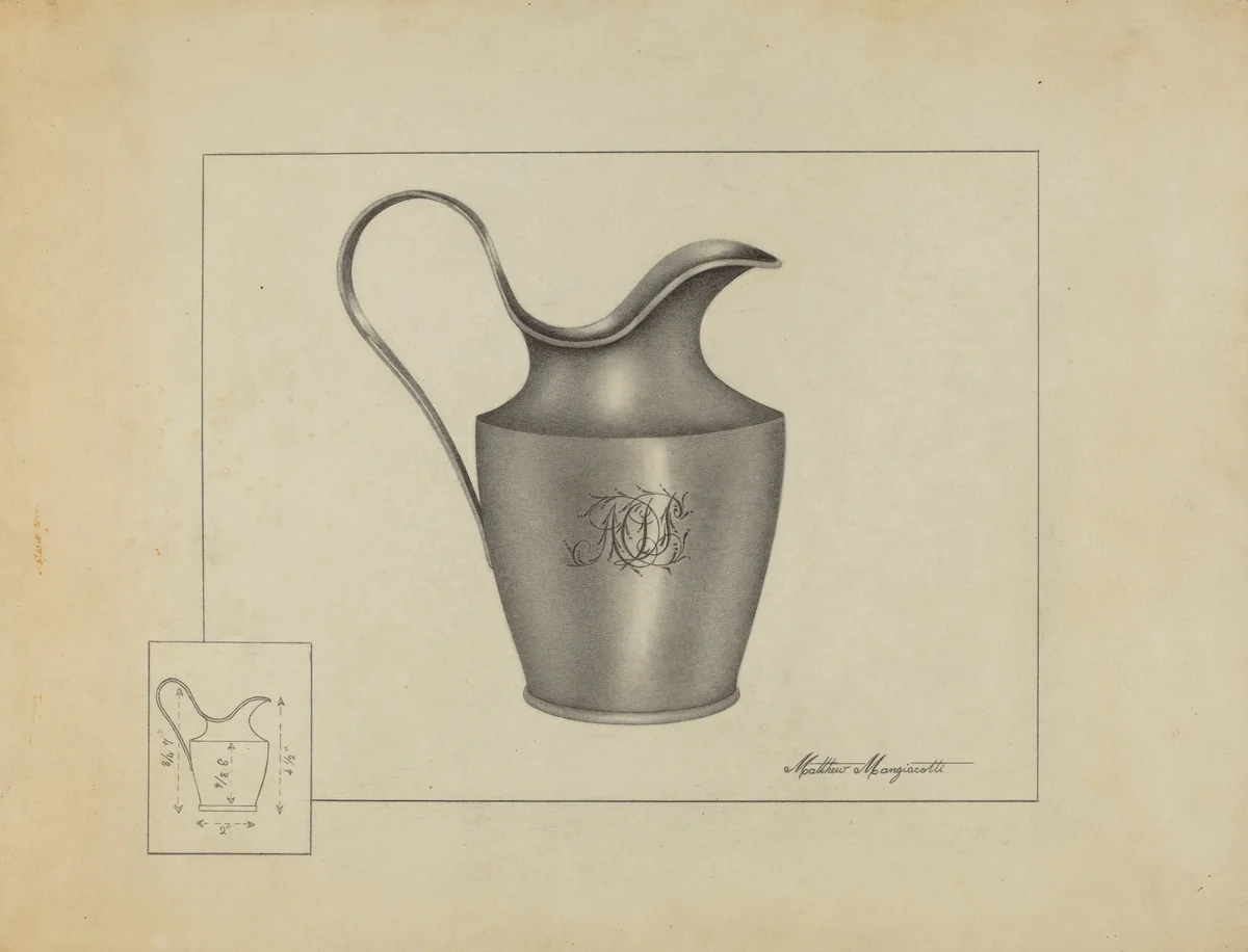 Silver Creamer by Matthew Mangiacotti, index of american design, 1937