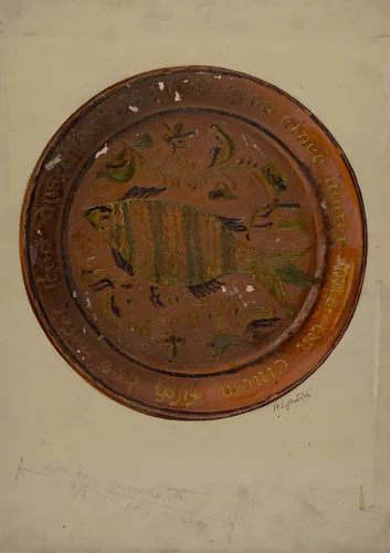 Pa. German Dish by William Antrim, index of american design, 1938