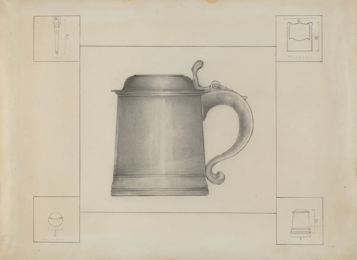 Pewter Tankard by Henry Meyers, index of american design, 1936